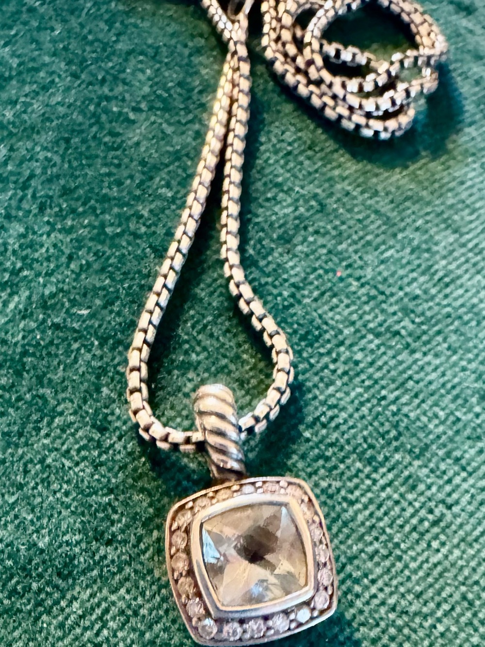 David Yurman Sterling Ring and necklace with diamonds - Picture 16 of 17